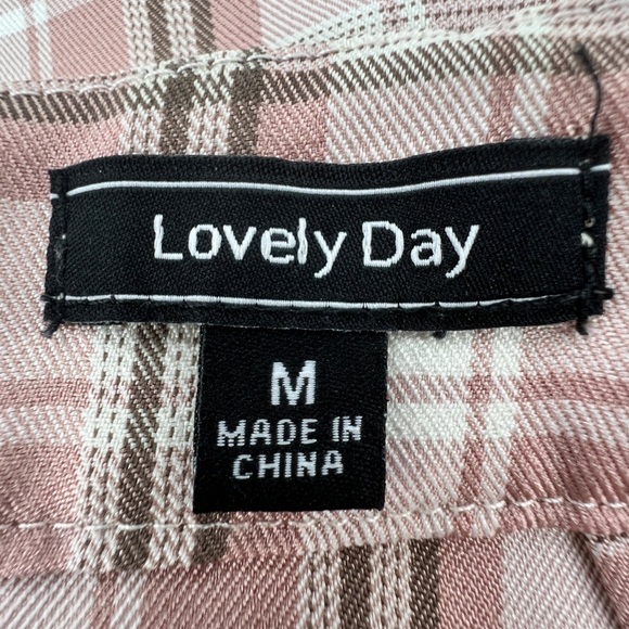 Lovely Day Pink Green Plaid Pleated Mini Skort Skirt Size Medium Women’s - Picture 2 of 7